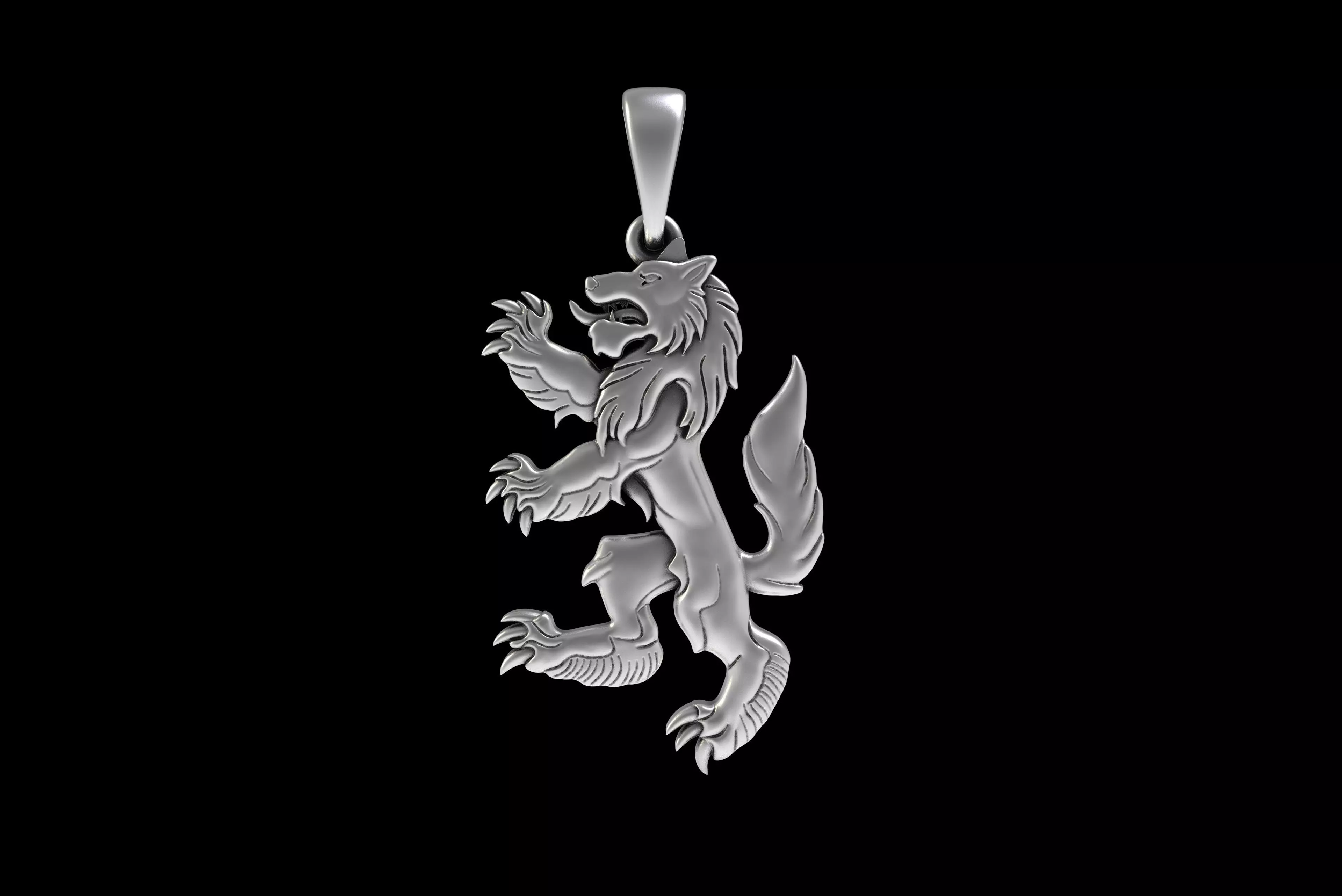 00048 Simple Wolf Pendant 3D print model_31