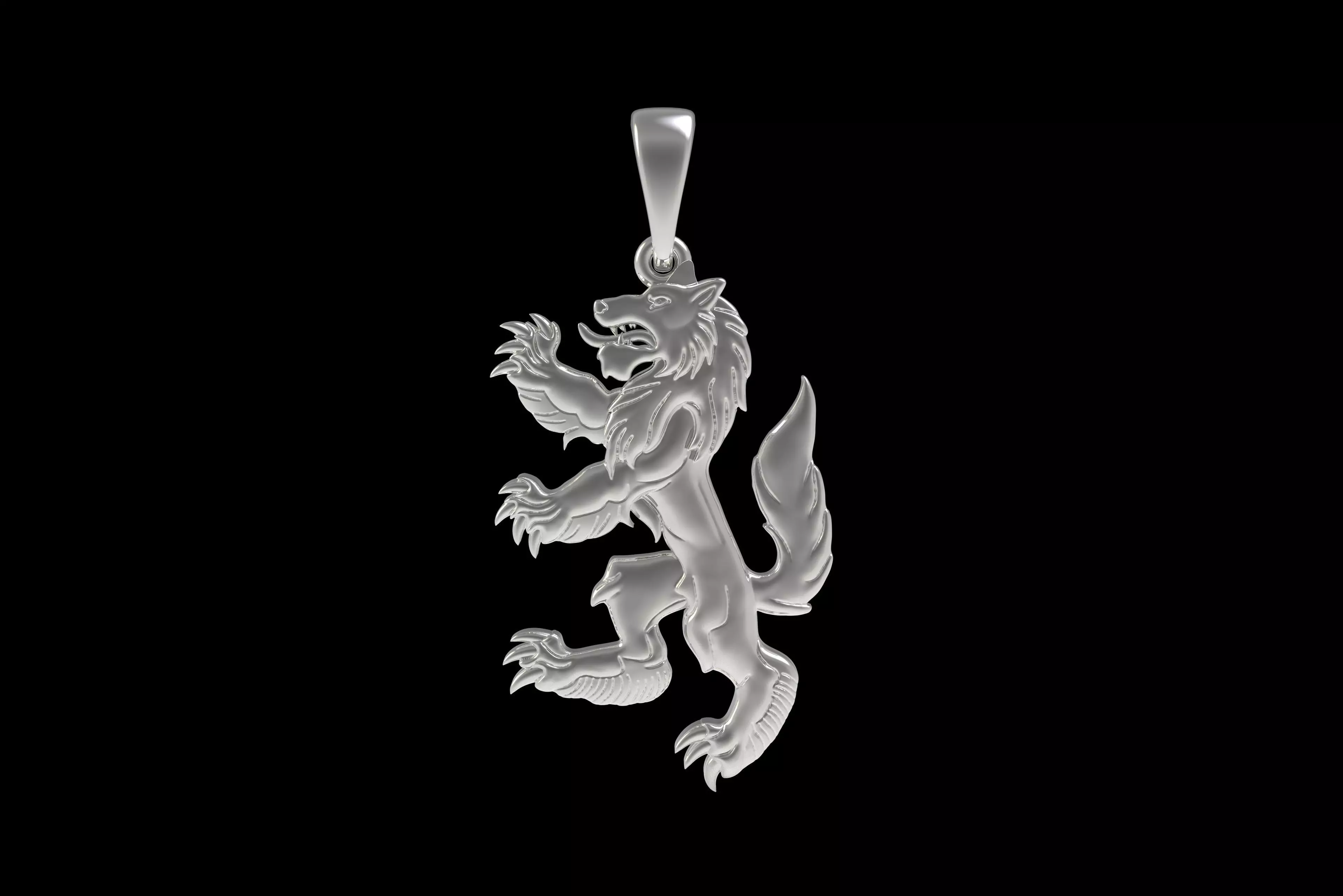 00048 Simple Wolf Pendant 3D print model_19
