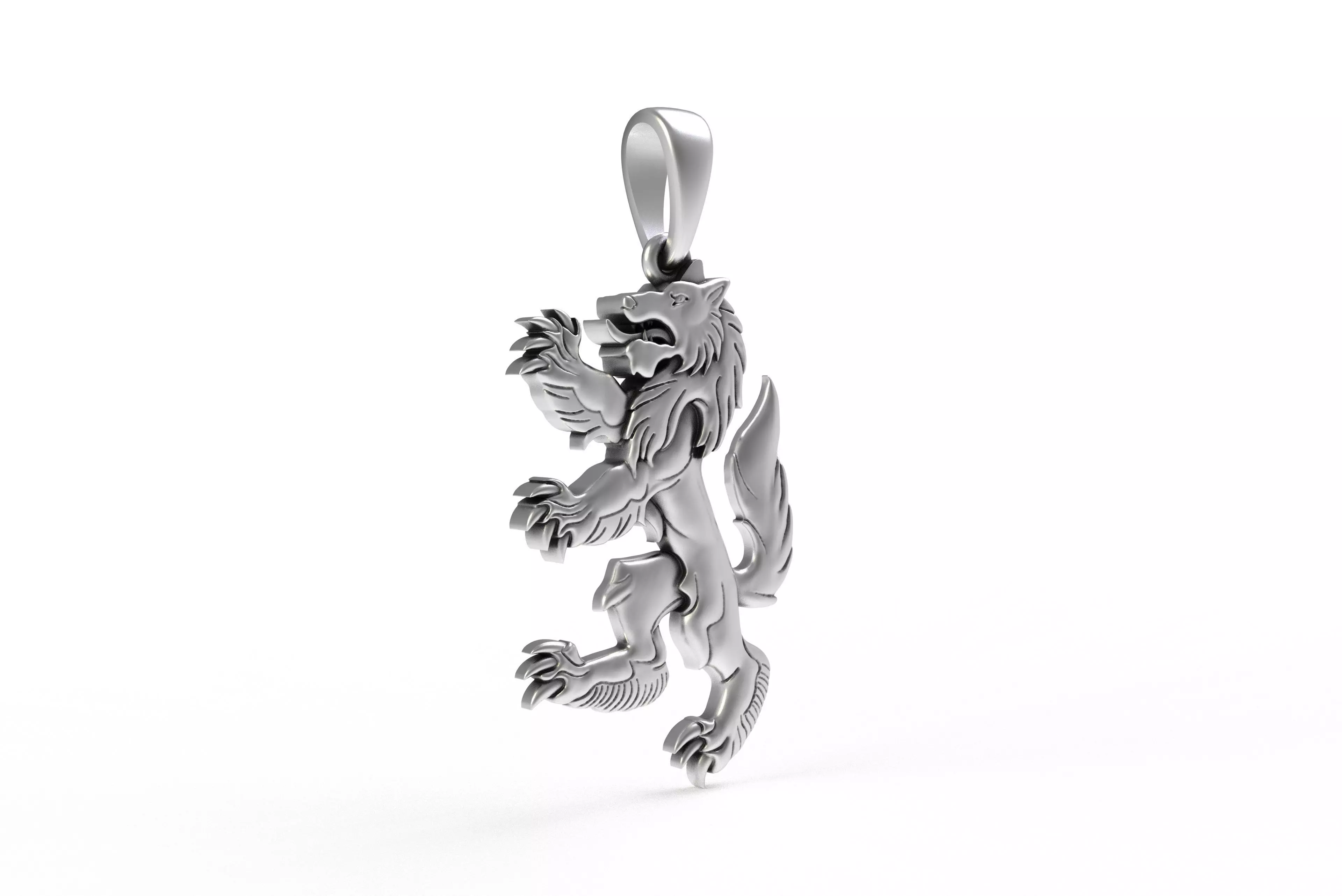 00048 Simple Wolf Pendant 3D print model_14