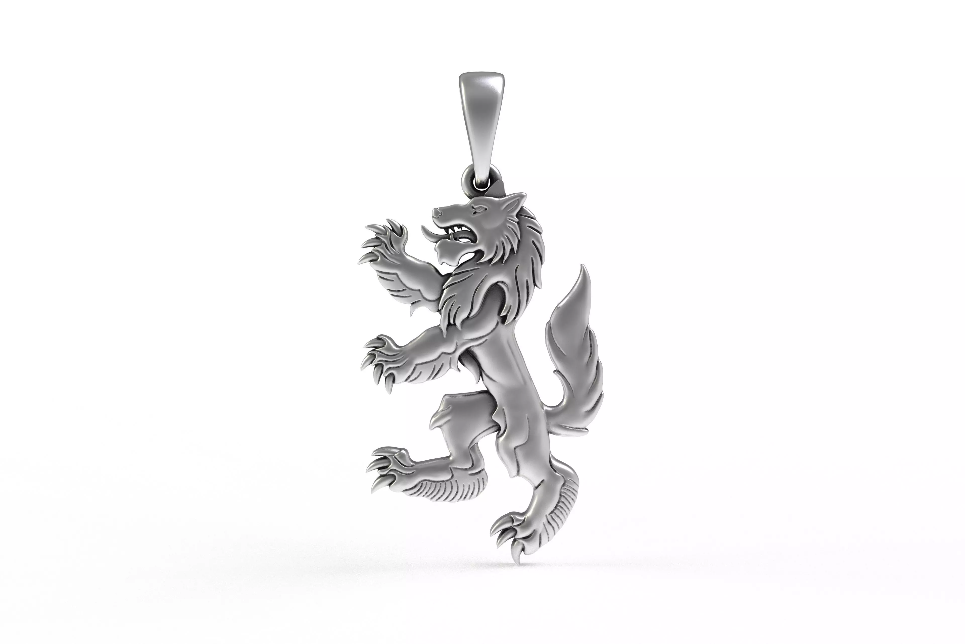 00048 Simple Wolf Pendant 3D print model_11
