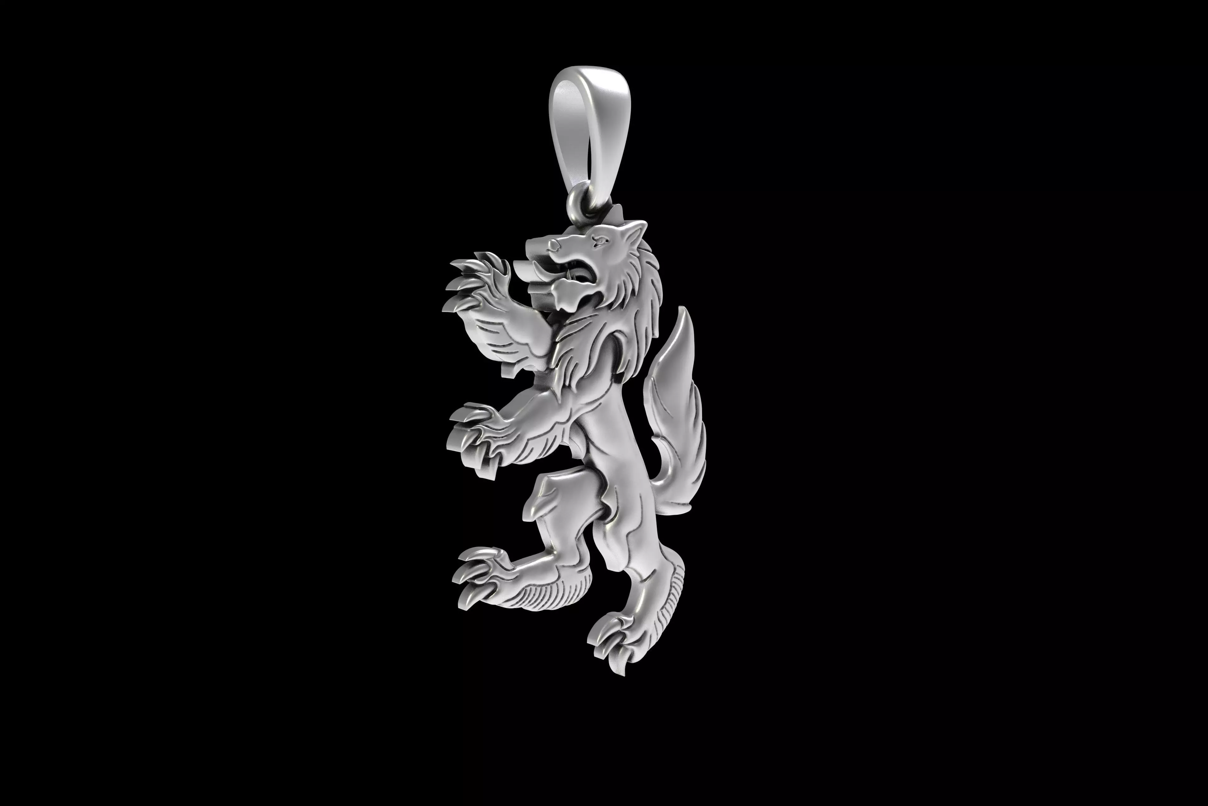 00048 Simple Wolf Pendant 3D print model_34