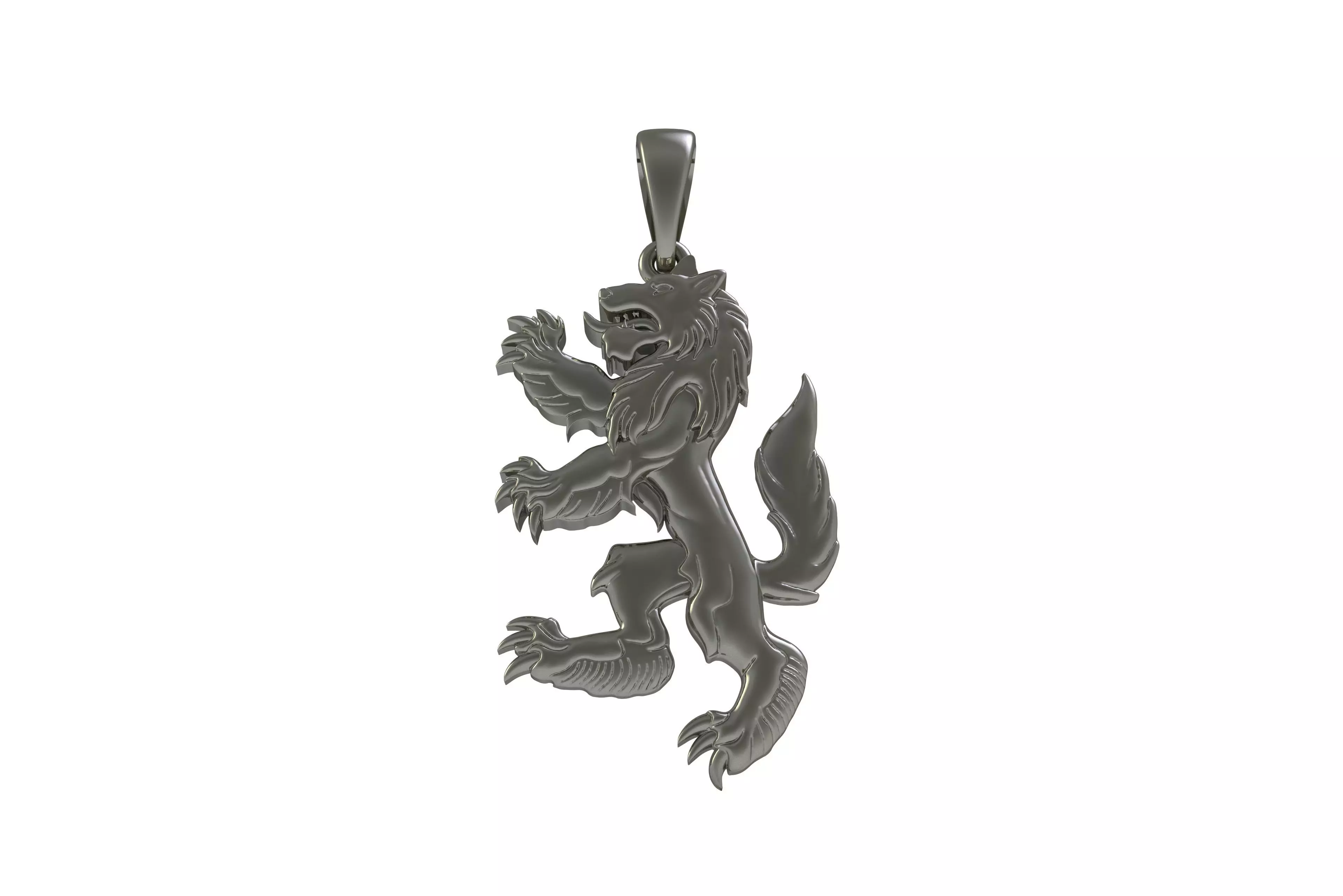 00048 Simple Wolf Pendant 3D print model_16