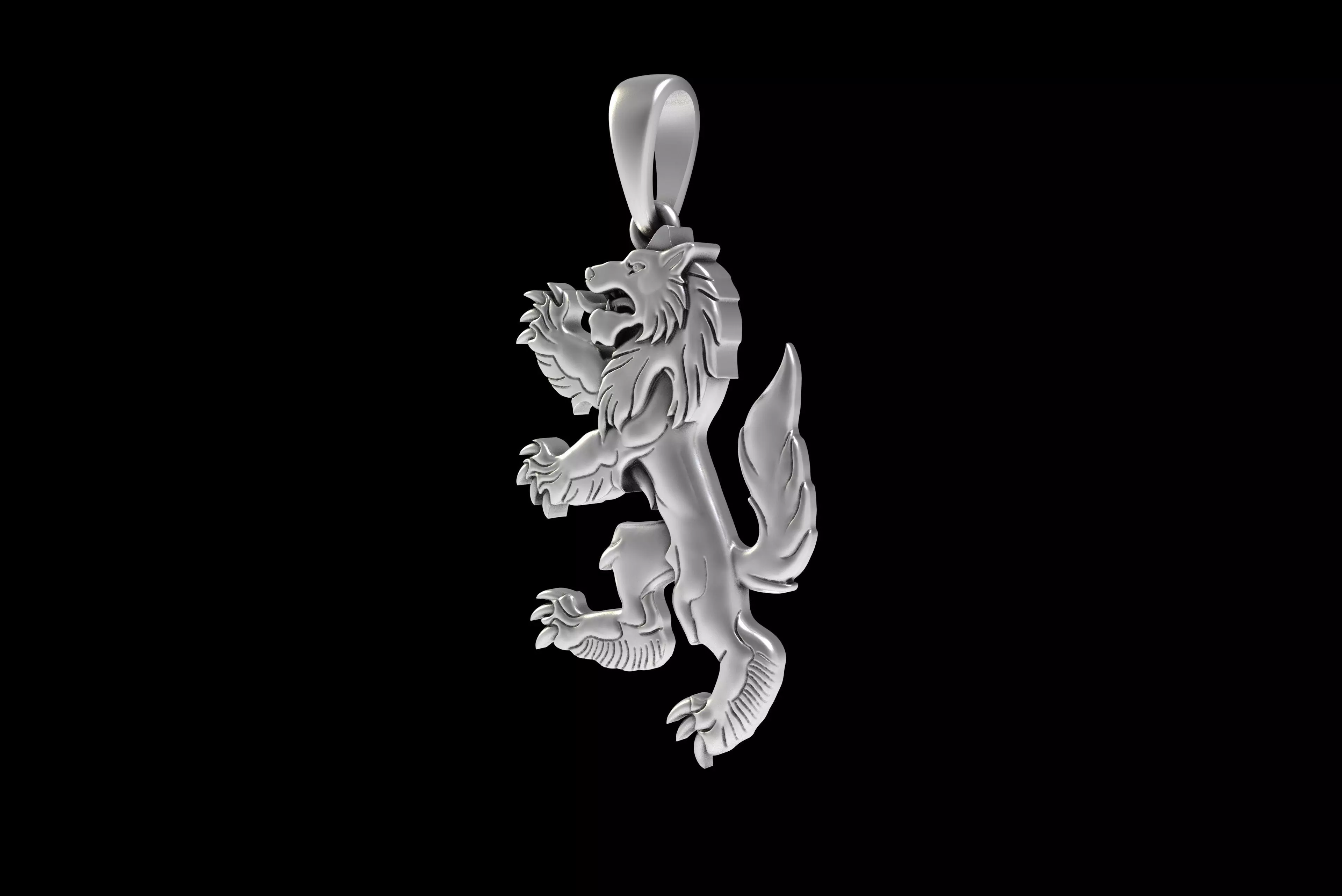 00048 Simple Wolf Pendant 3D print model_33