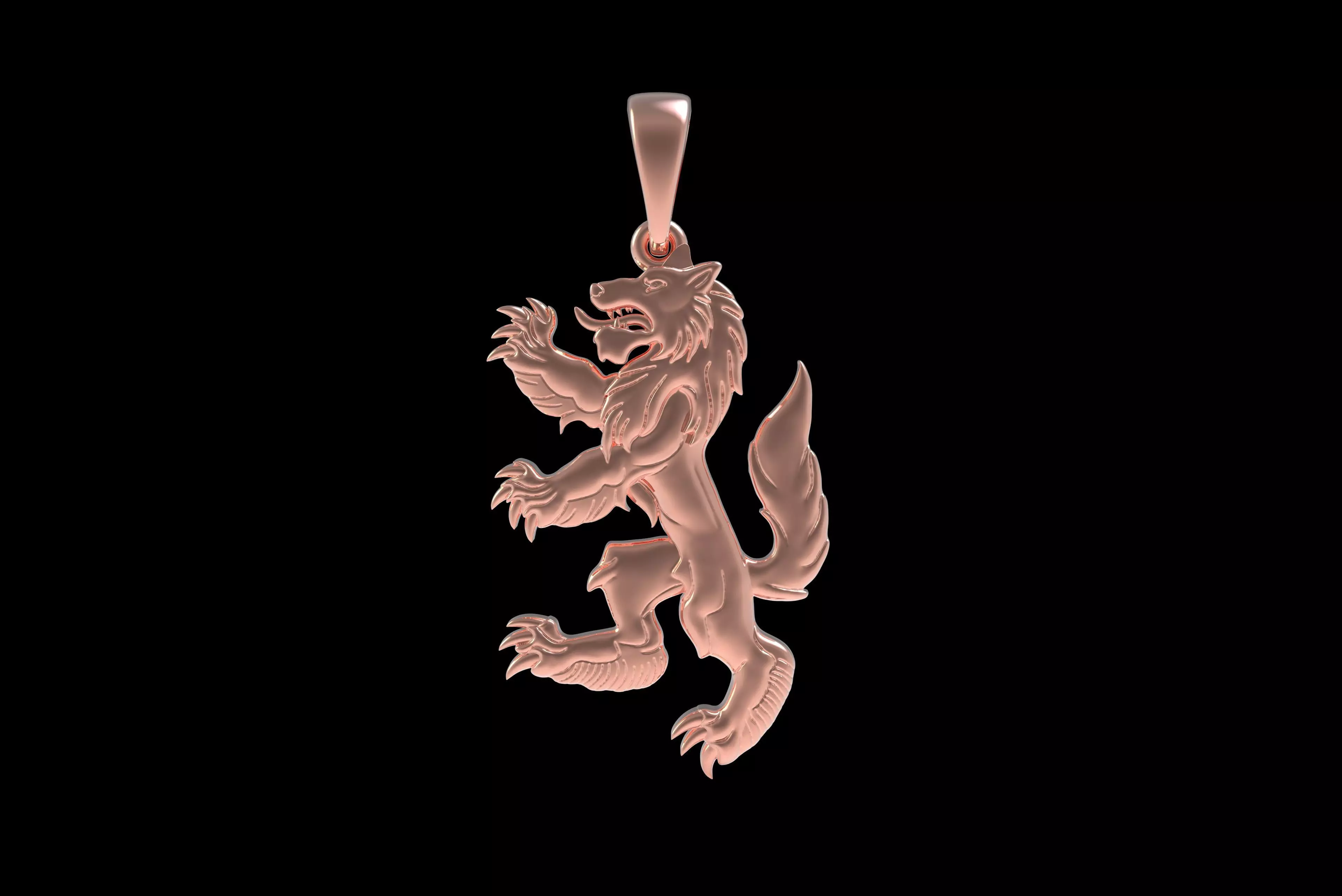 00048 Simple Wolf Pendant 3D print model_27