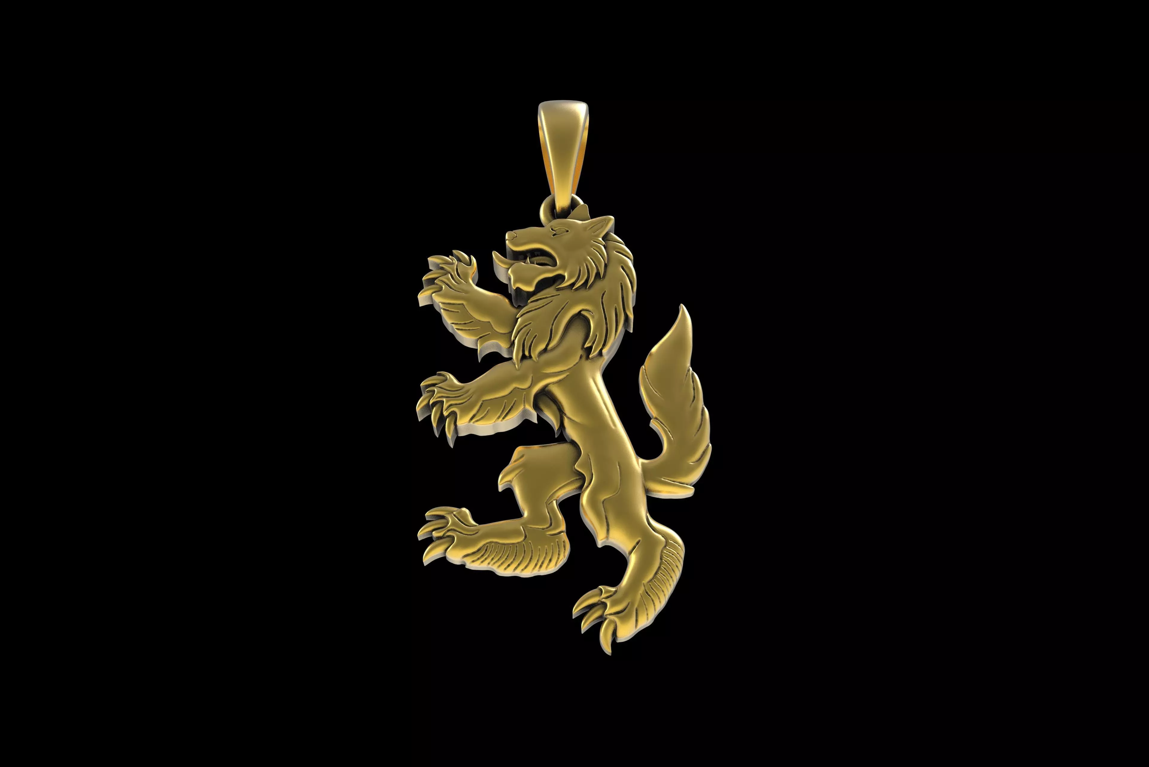 00048 Simple Wolf Pendant 3D print model_1
