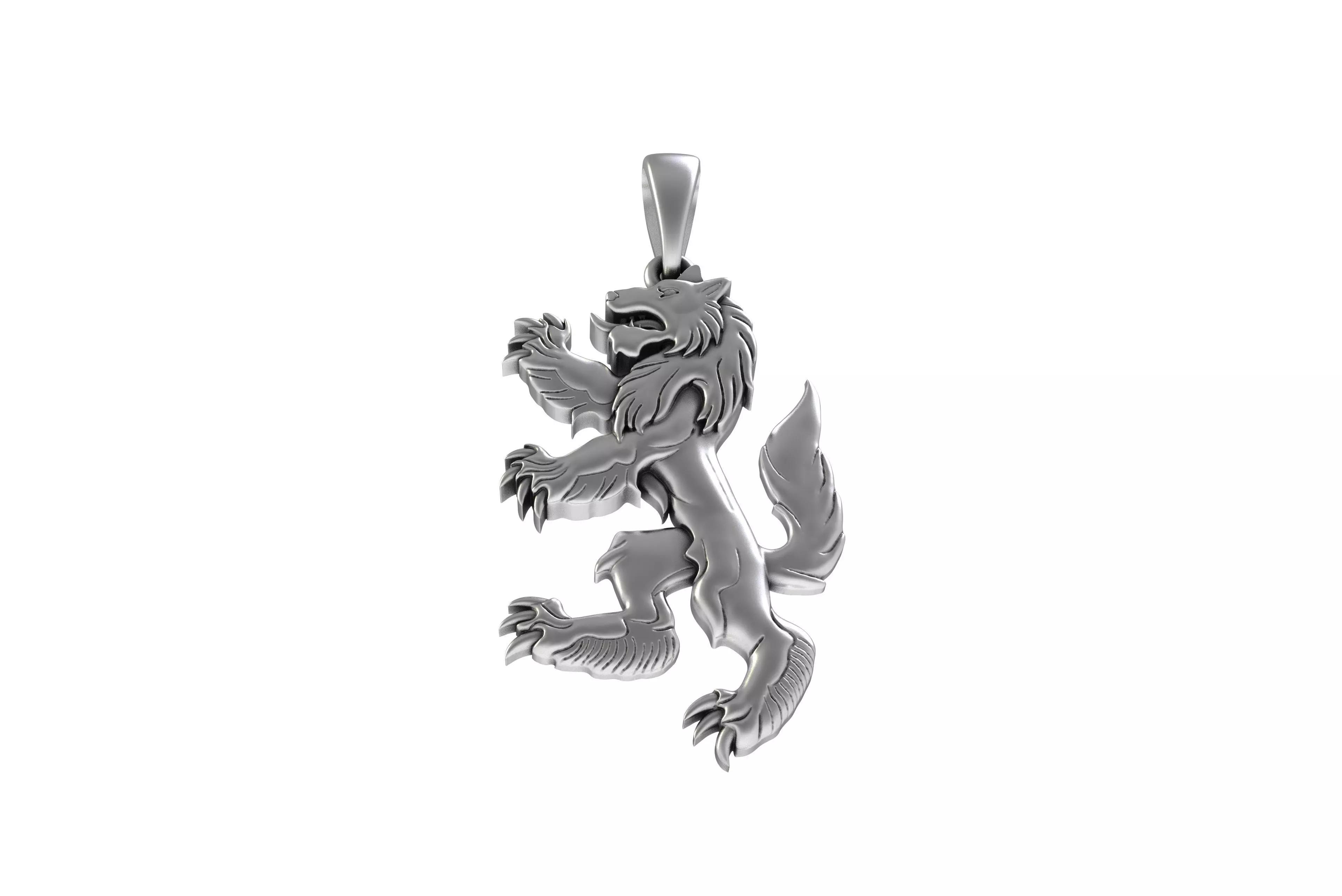 00048 Simple Wolf Pendant 3D print model_12