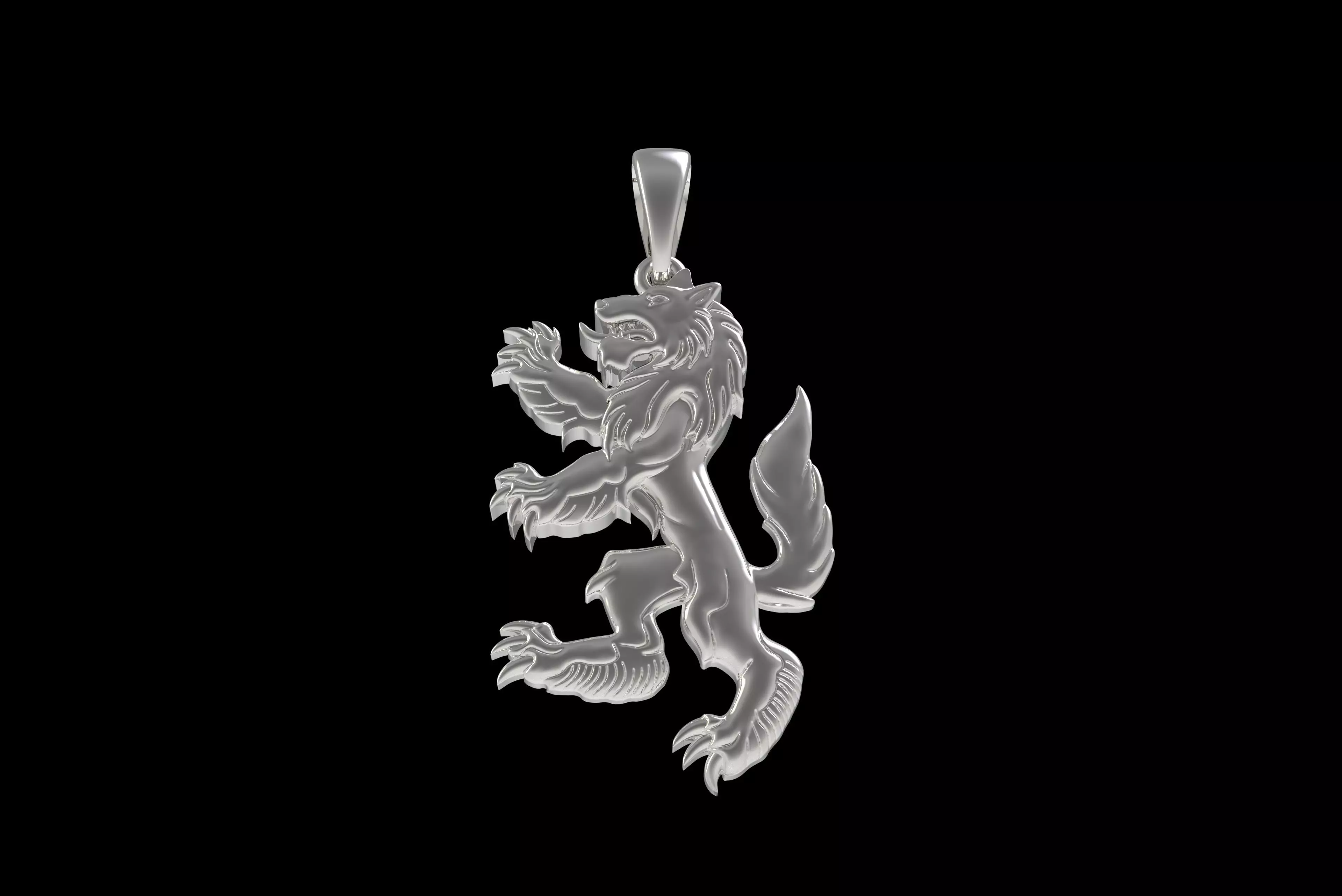 00048 Simple Wolf Pendant 3D print model_20