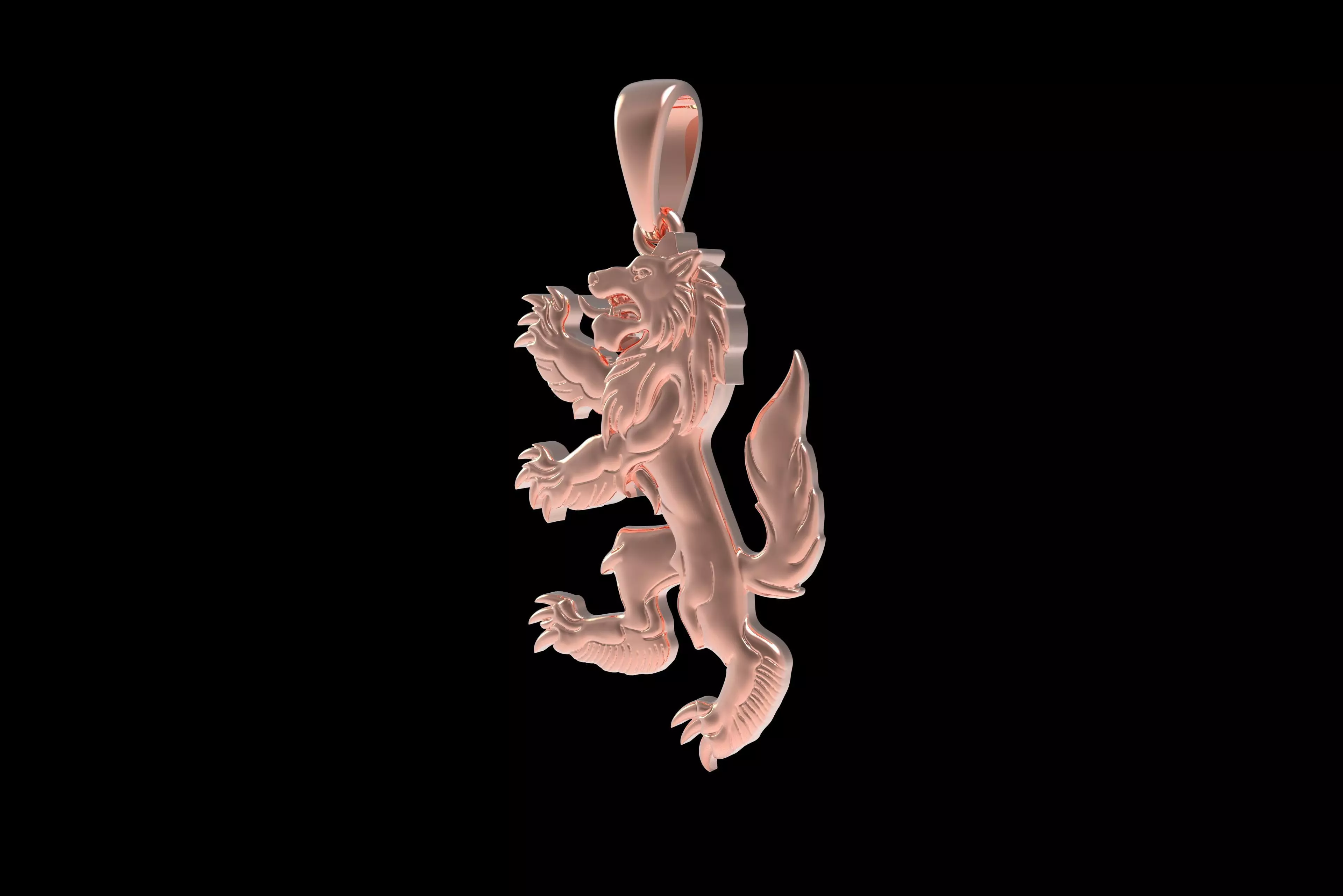 00048 Simple Wolf Pendant 3D print model_29