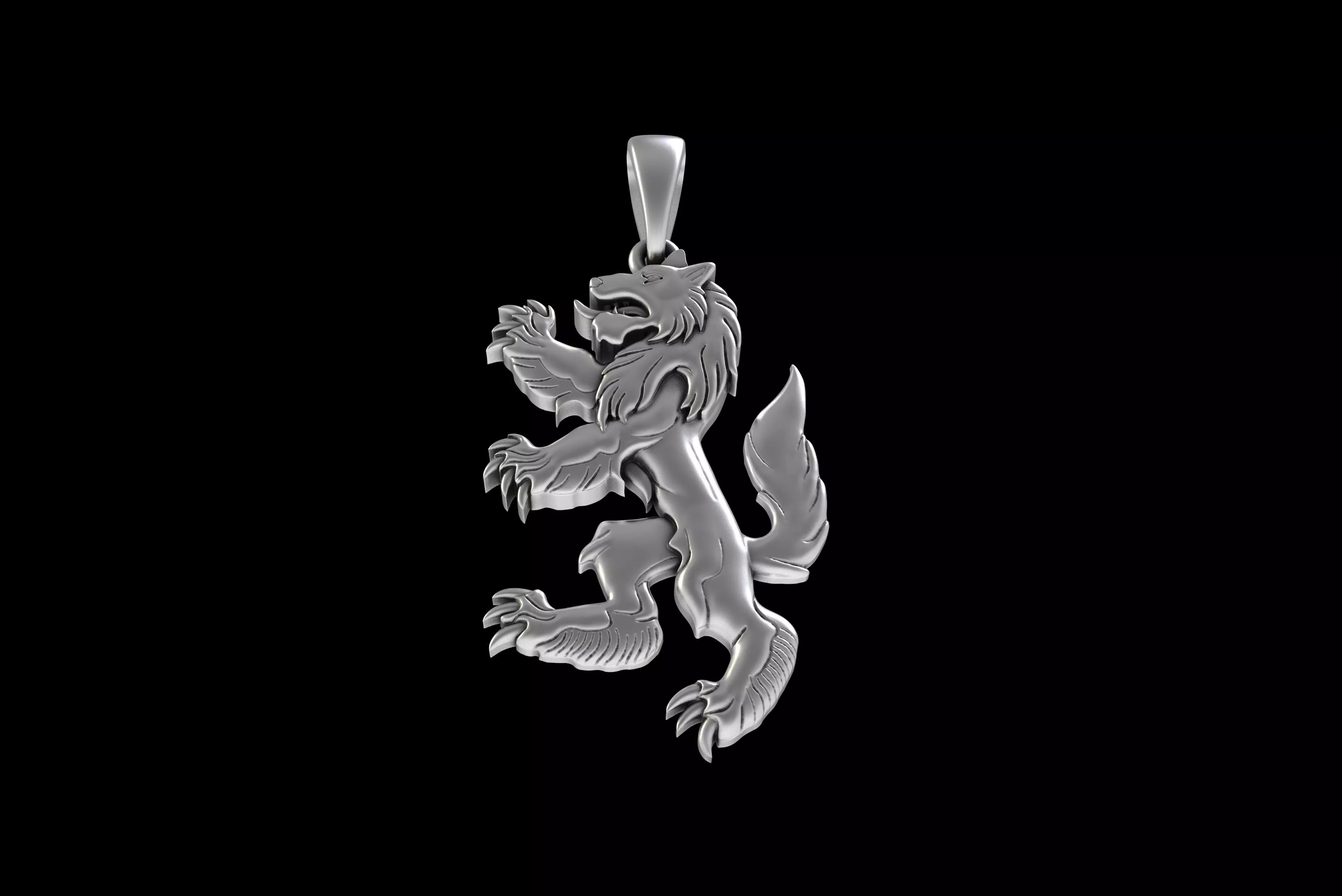 00048 Simple Wolf Pendant 3D print model_32