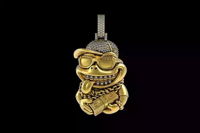 00051 Rich Frog Hip Hop Pendant