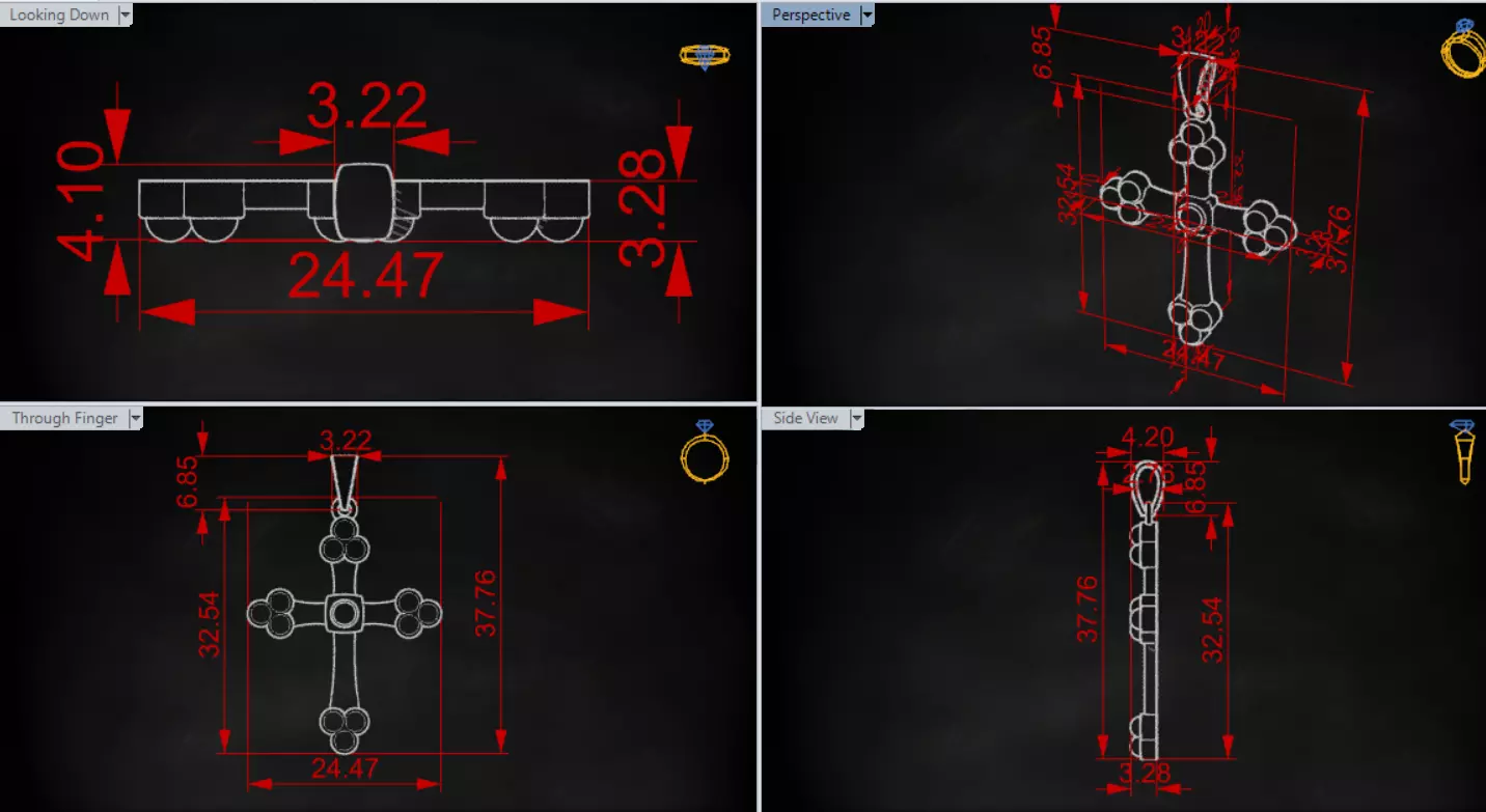 Stl 3dm Gold Cross Design Pendant Model gp0487 3D print model_19