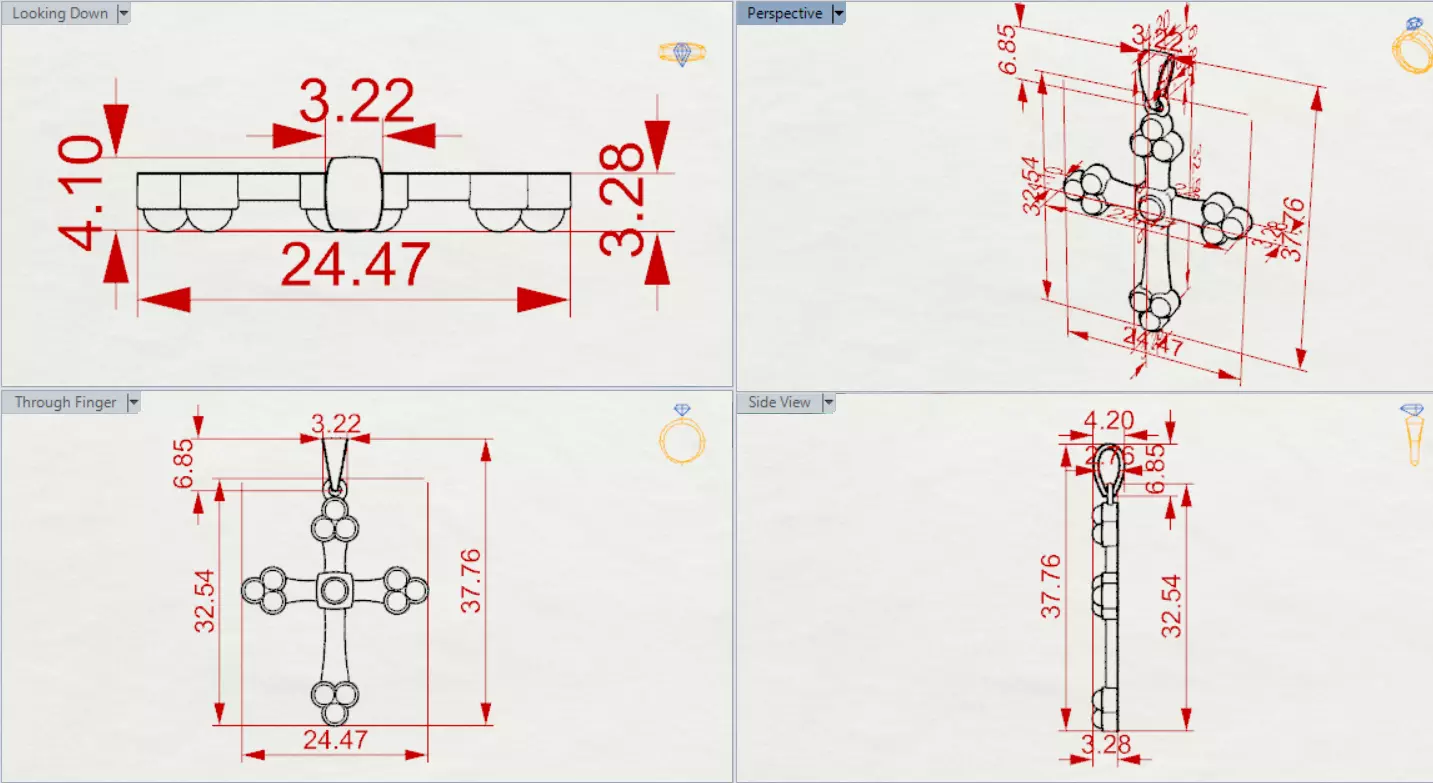 Stl 3dm Gold Cross Design Pendant Model gp0487 3D print model_18