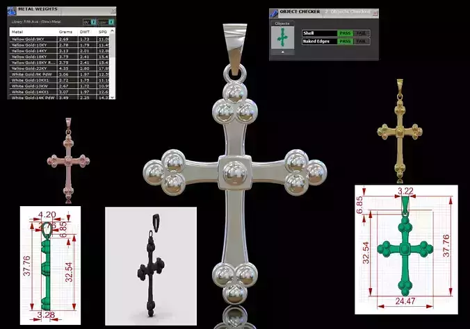 Stl 3dm Gold Cross Design Pendant Model gp0487