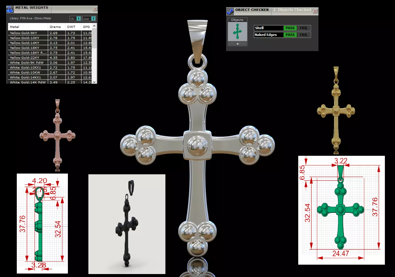 Stl 3dm Gold Cross Design Pendant Model gp0487 3D print model_0