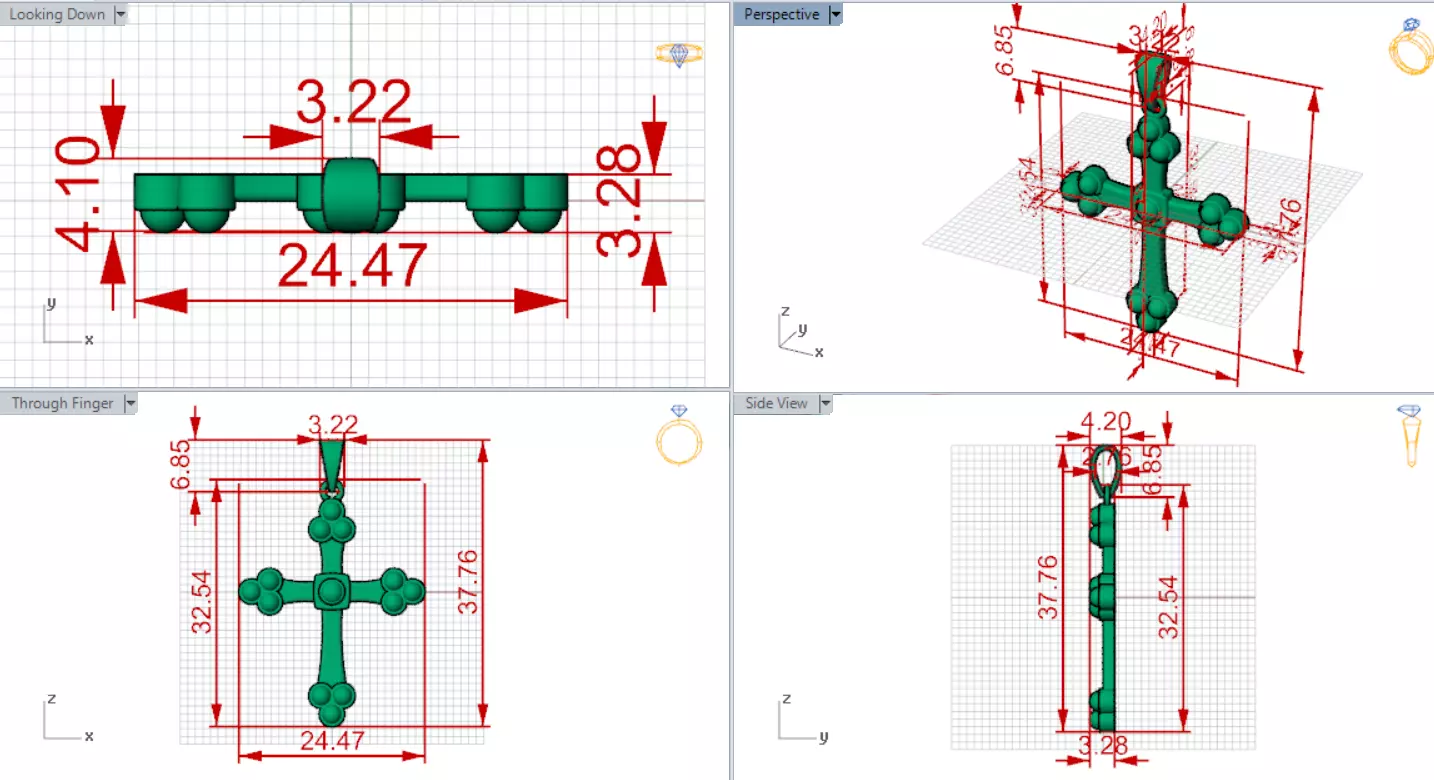Stl 3dm Gold Cross Design Pendant Model gp0487 3D print model_20