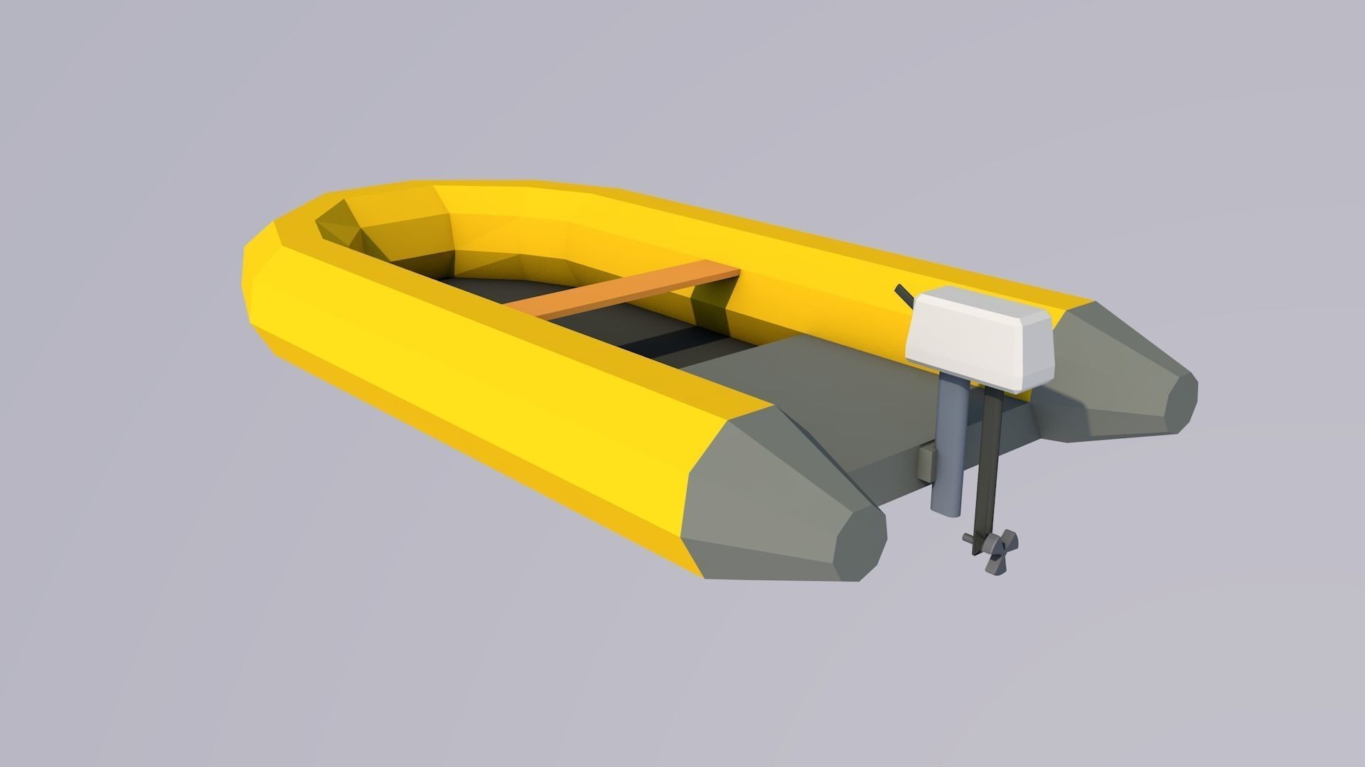 low poly rubber dinghy with motor Free low-poly 3D model_0