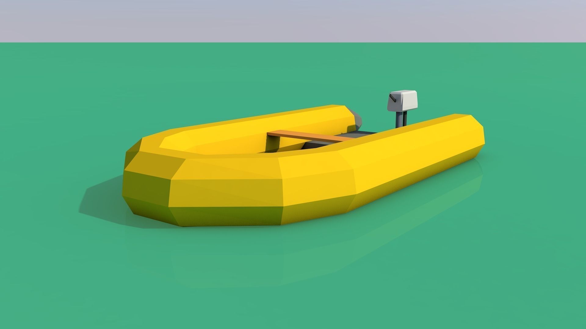 low poly rubber dinghy with motor Free low-poly 3D model_1