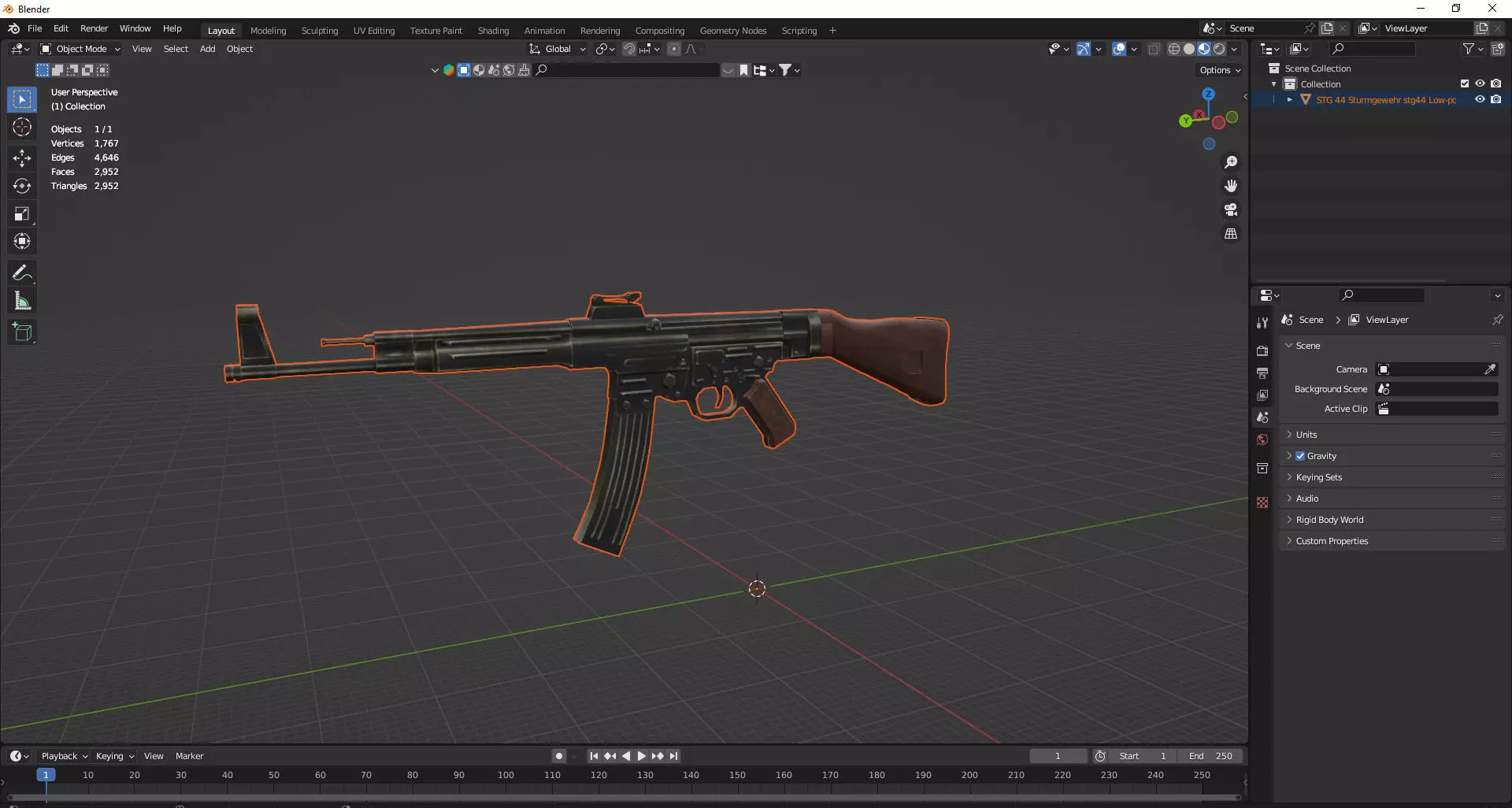 STG 44 Sturmgewehr stg44 Low-poly 3D Model Low-poly 3D model_7