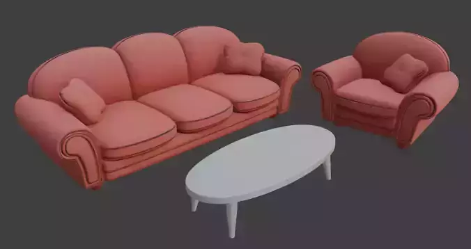 Disney style cartoon sofa set 3D model