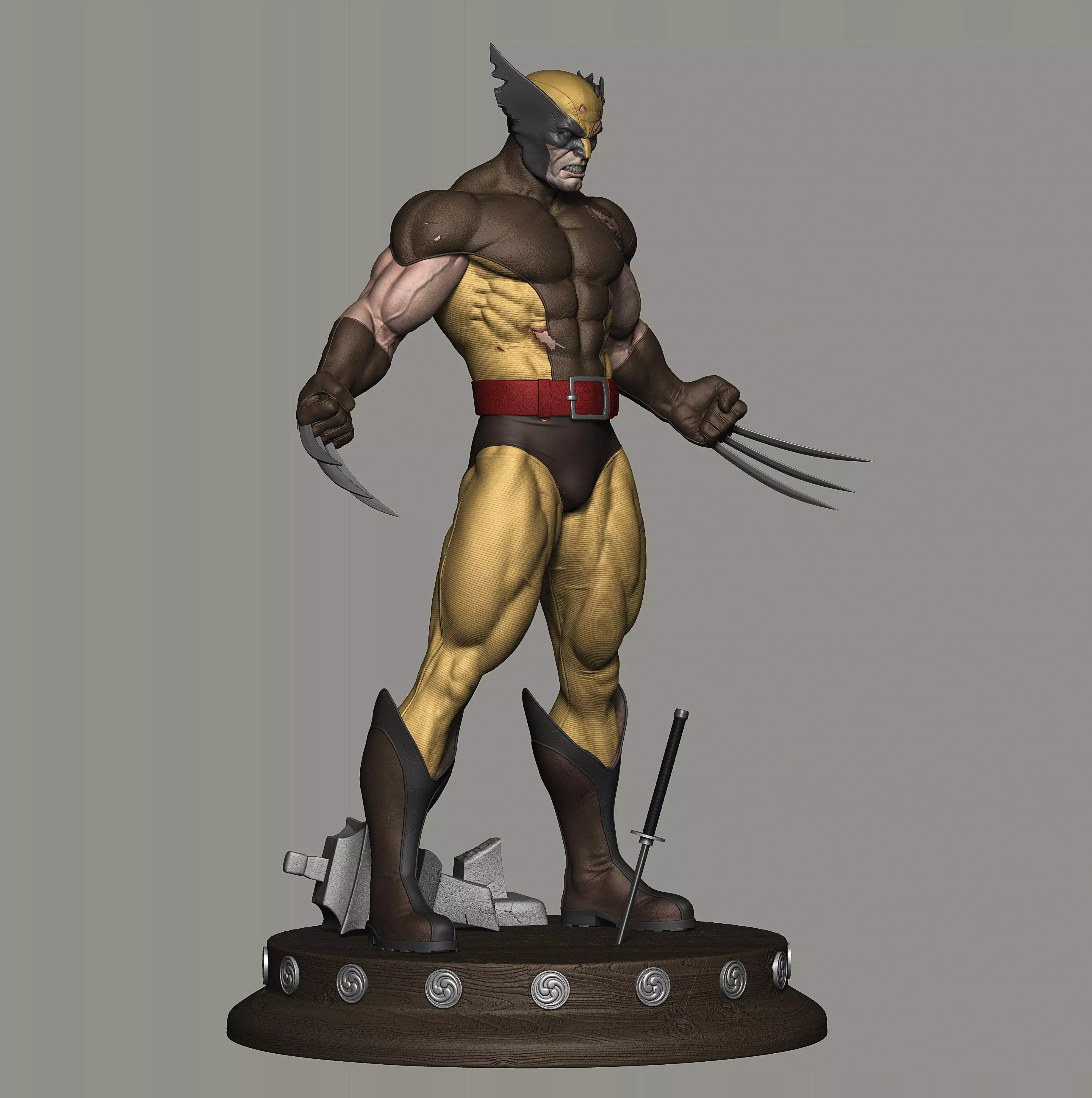 Wolverine Battle Damaged 3D print model_2