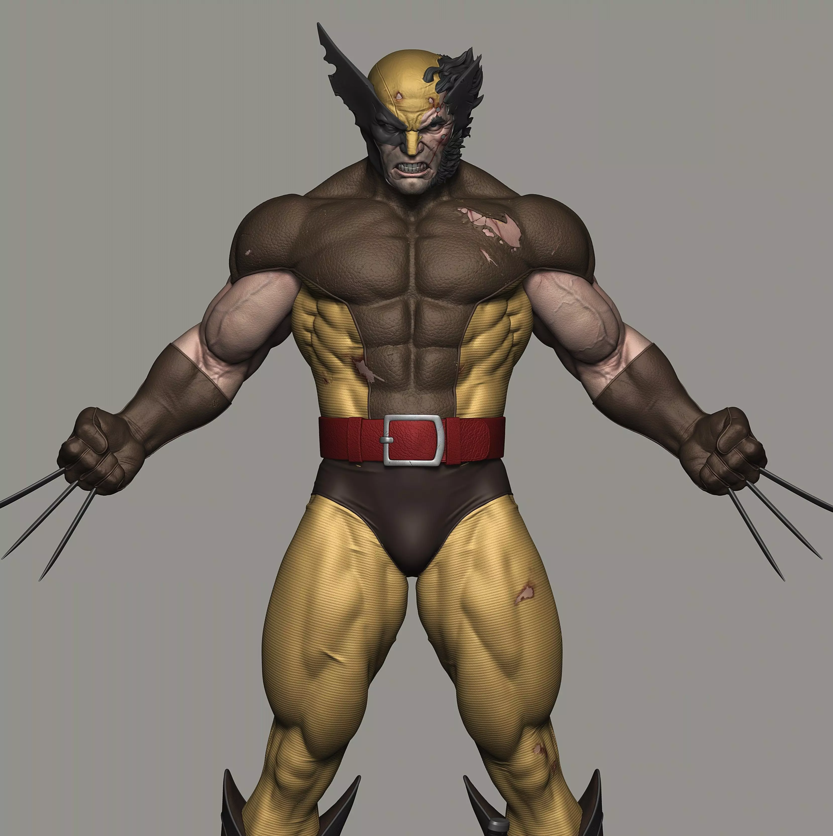 Wolverine Battle Damaged 3D print model_1
