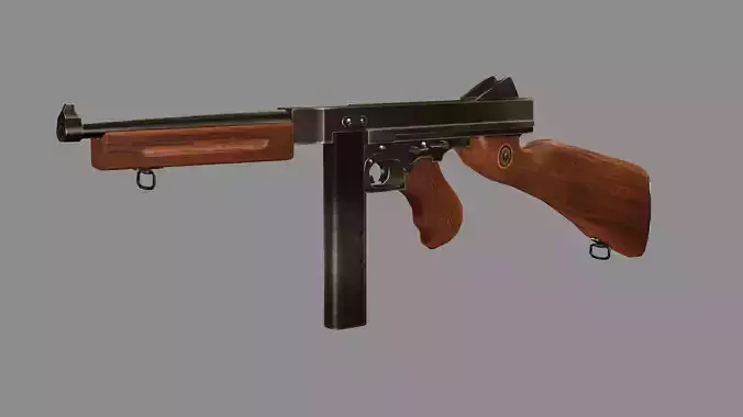 M1A1 Submachine Gun Low-poly 3D Model Low-poly 3D model
