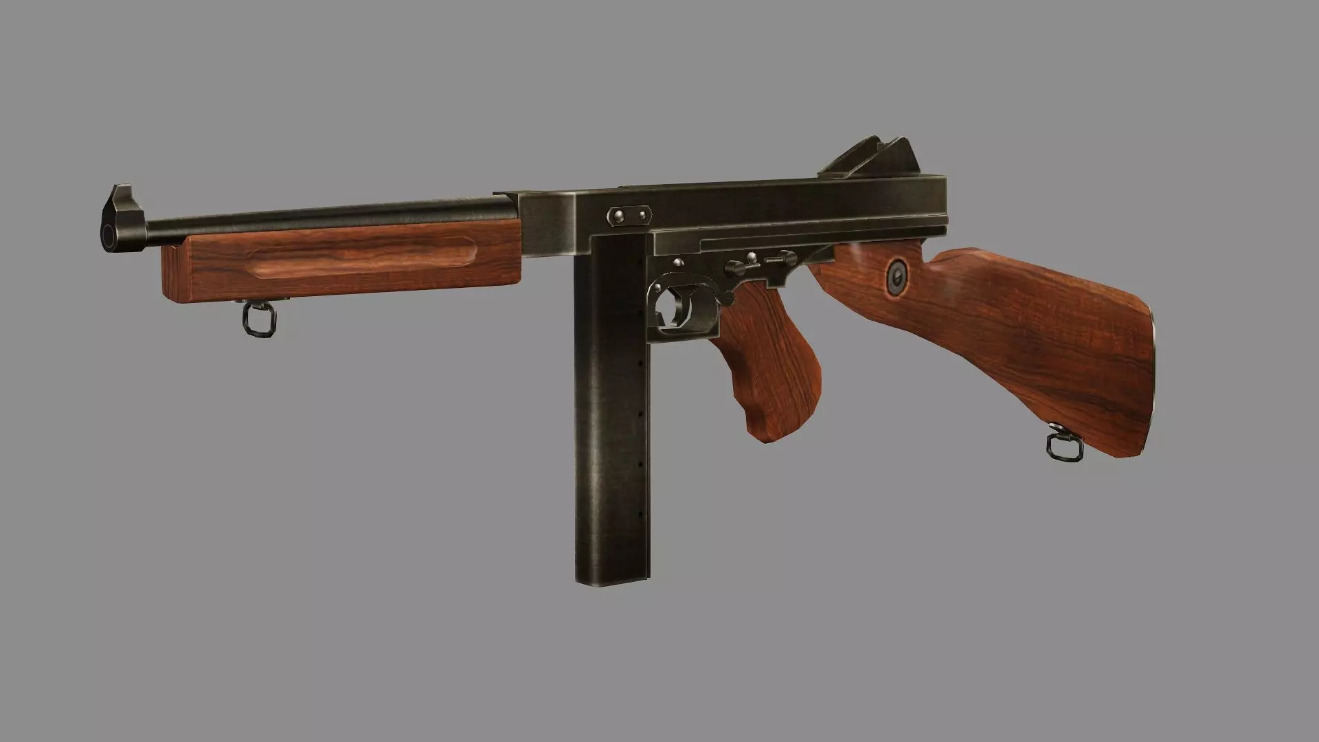 M1A1 Submachine Gun Low-poly 3D Model Low-poly 3D model_0