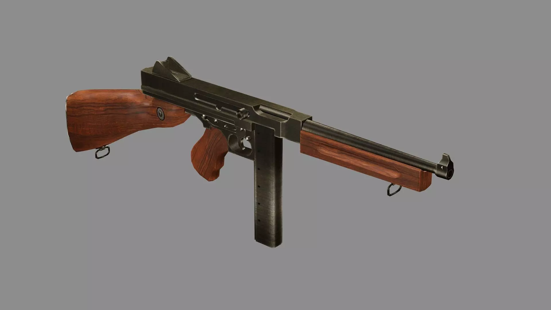 M1A1 Submachine Gun Low-poly 3D Model Low-poly 3D model_2