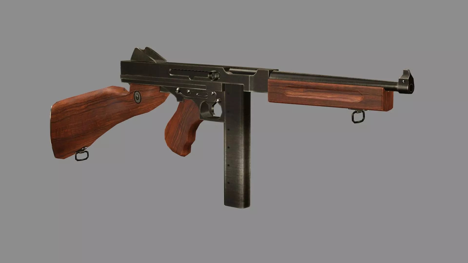M1A1 Submachine Gun Low-poly 3D Model Low-poly 3D model_3