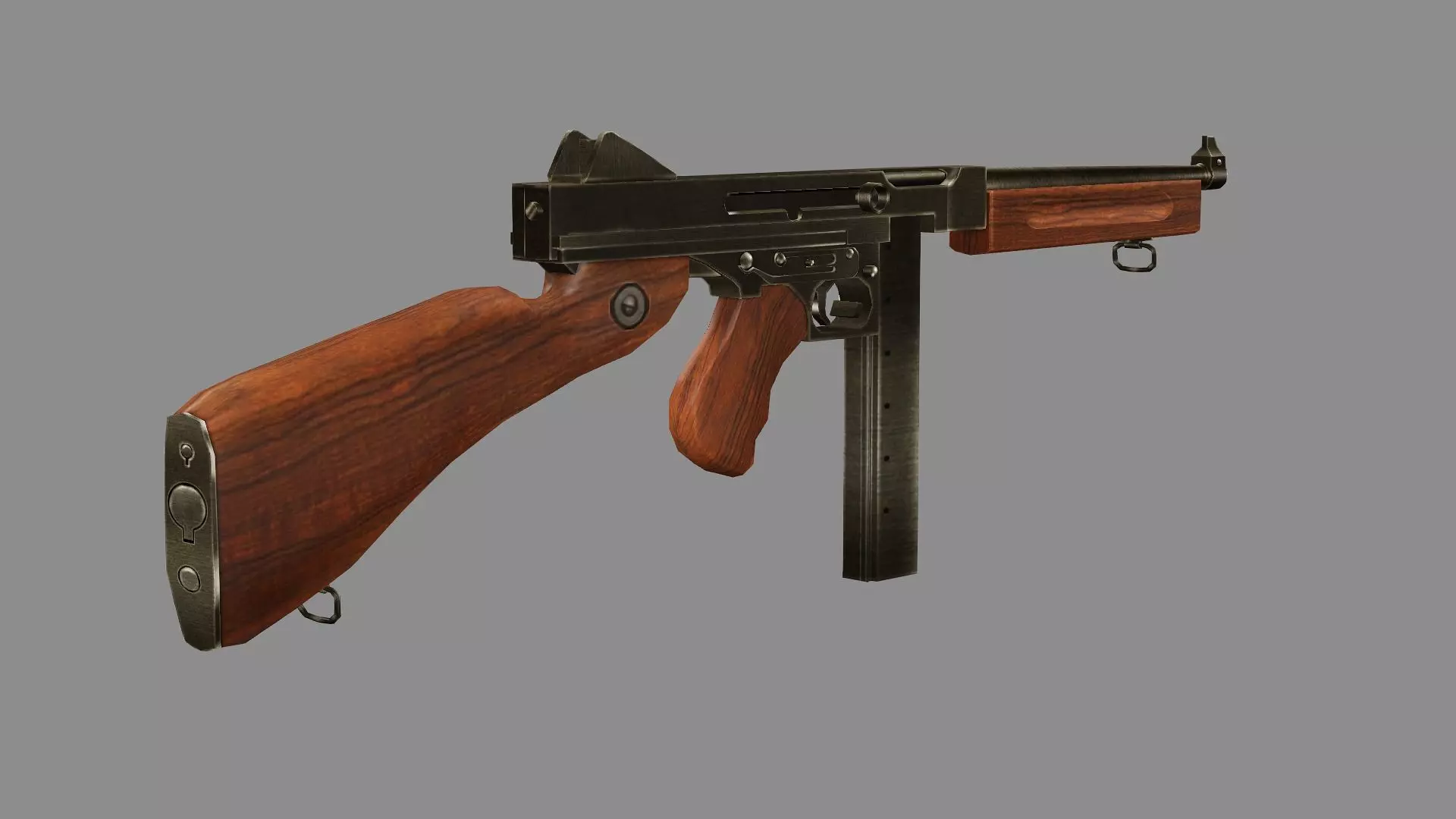 M1A1 Submachine Gun Low-poly 3D Model Low-poly 3D model_5