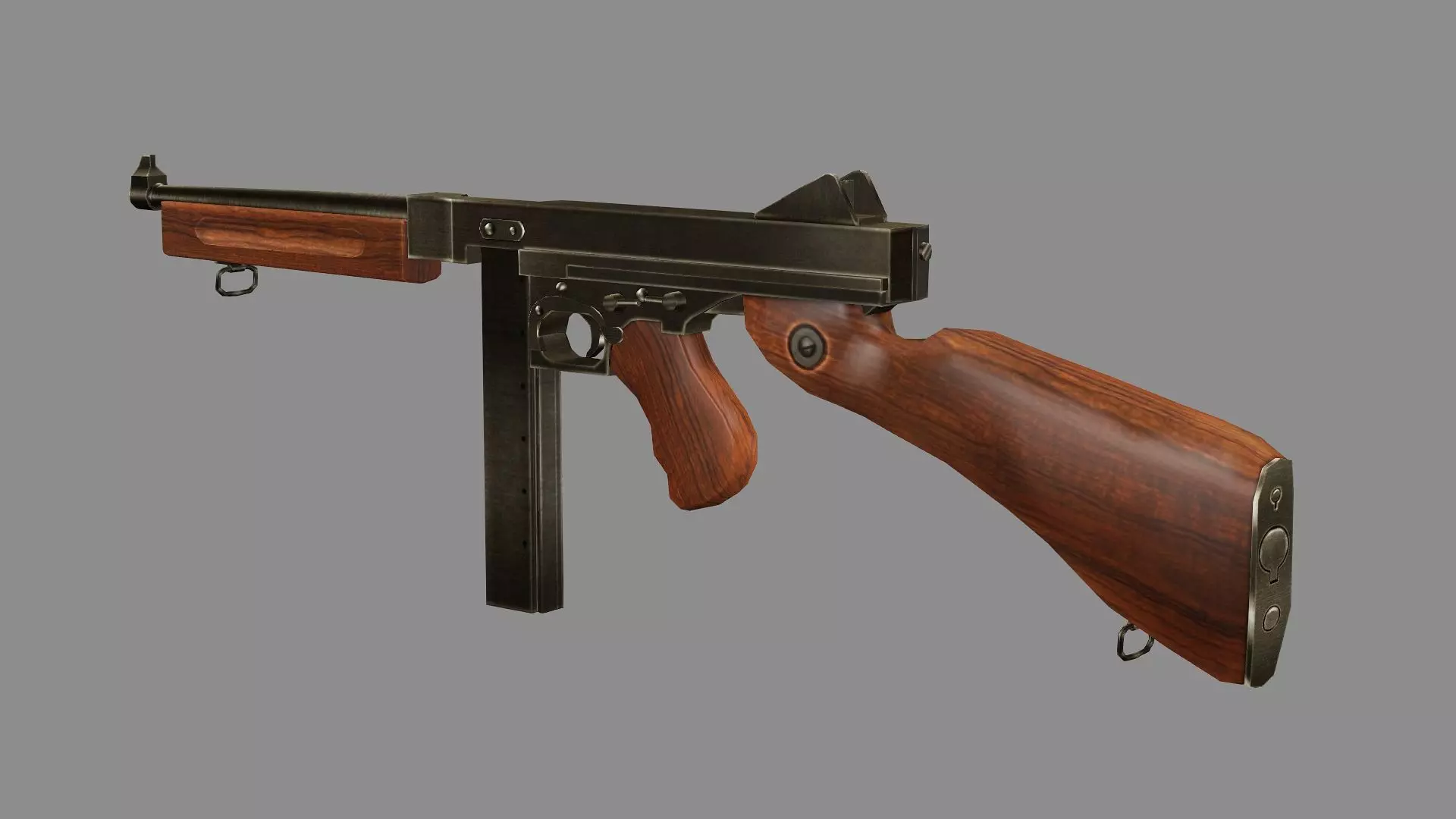 M1A1 Submachine Gun Low-poly 3D Model Low-poly 3D model_1