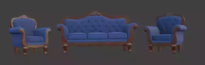 Cartoon style sofa set 3D model