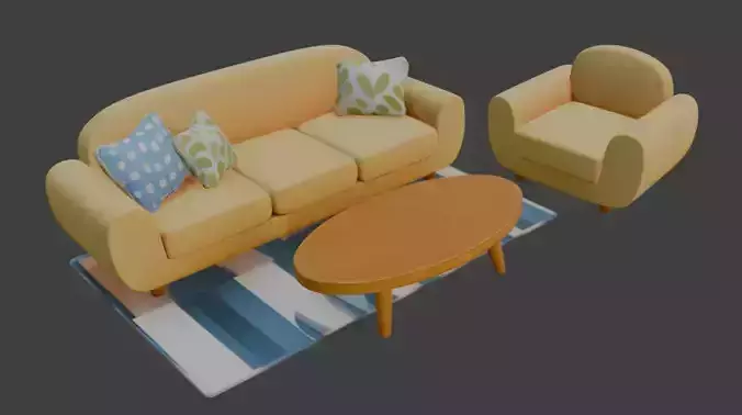 Cartoon style Sofa Set 3D model