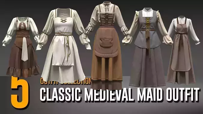 5 Classic Medieval Maid Outfit Wear Collection- VOL 31