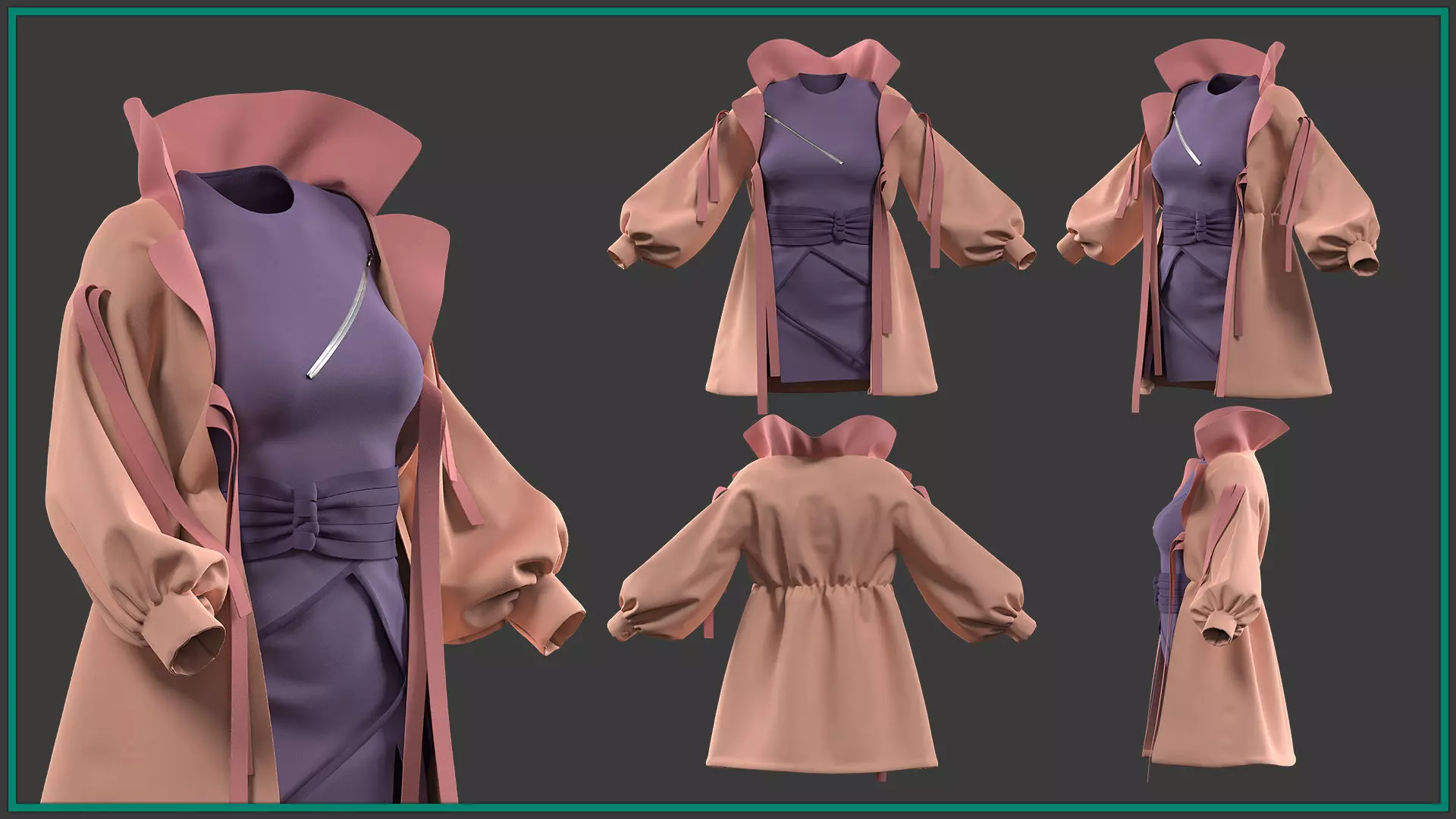 10 female anime clothes 3D model_4
