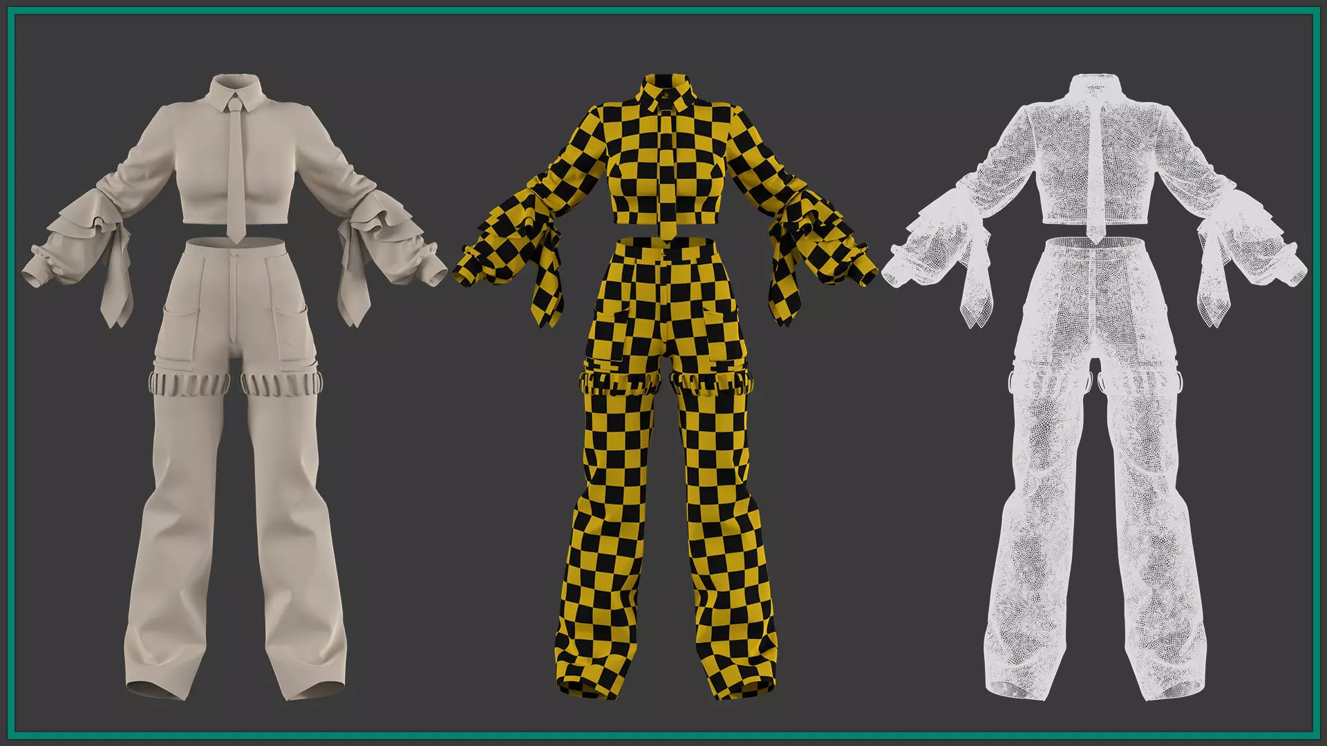 10 female anime clothes 3D model_8