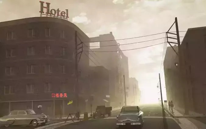 Realistic City Street  3D Model  Exterior  Environment   3D model
