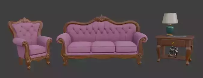 Cartoon sofa set 3D model