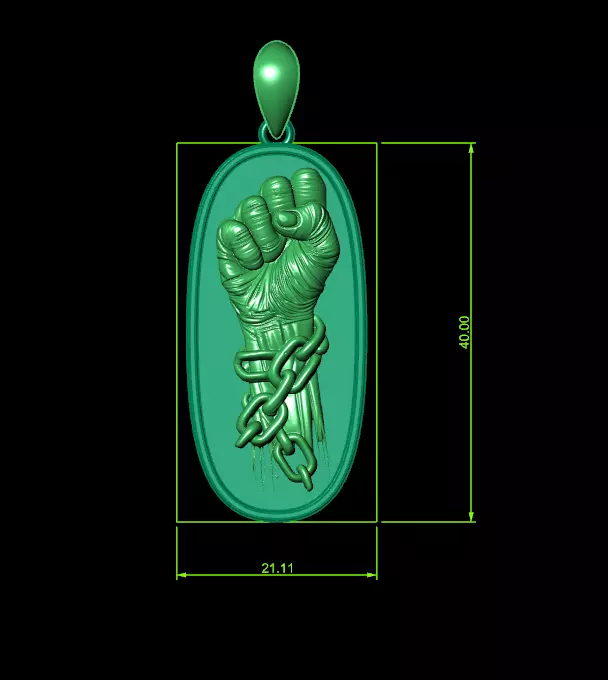 Broken Chains Fist Pendant 3D print model_0