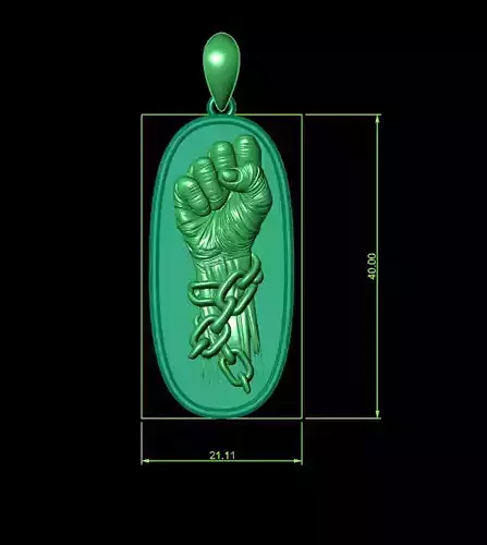Broken Chains Fist Pendant 3D print model Broken Chains Fist Pendant 3D print model