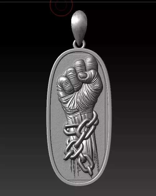 Broken Chains Fist Pendant 3D print model_2