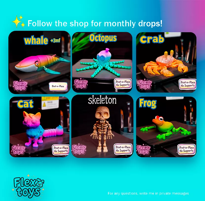 Flexi Skunk Cute Print-in-Place Forest Animal 3D print model_3