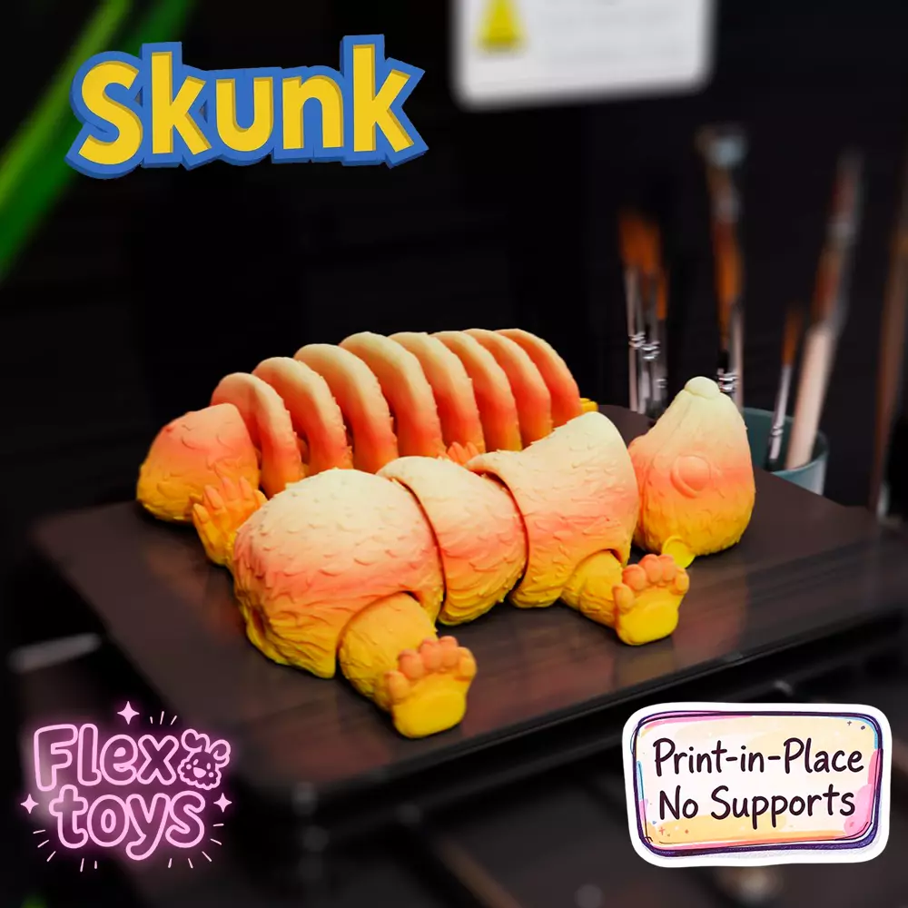 Flexi Skunk Cute Print-in-Place Forest Animal 3D print model_2