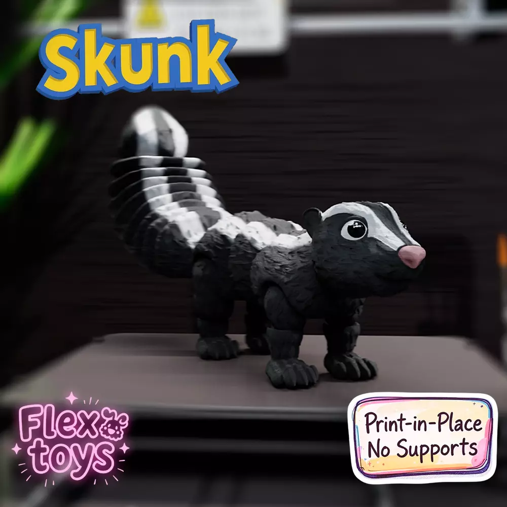 Flexi Skunk Cute Print-in-Place Forest Animal 3D print model_0