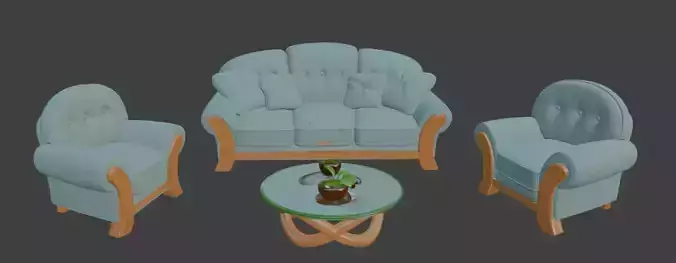Cartoon sofa Set 3D model