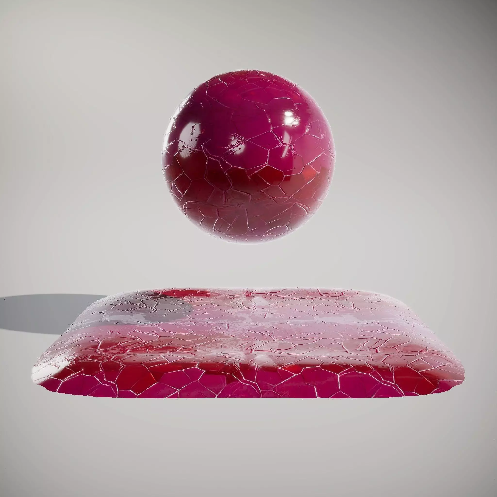 HQ PBR Textures Set Glossy Red Hexagonal Tiles Texture_0