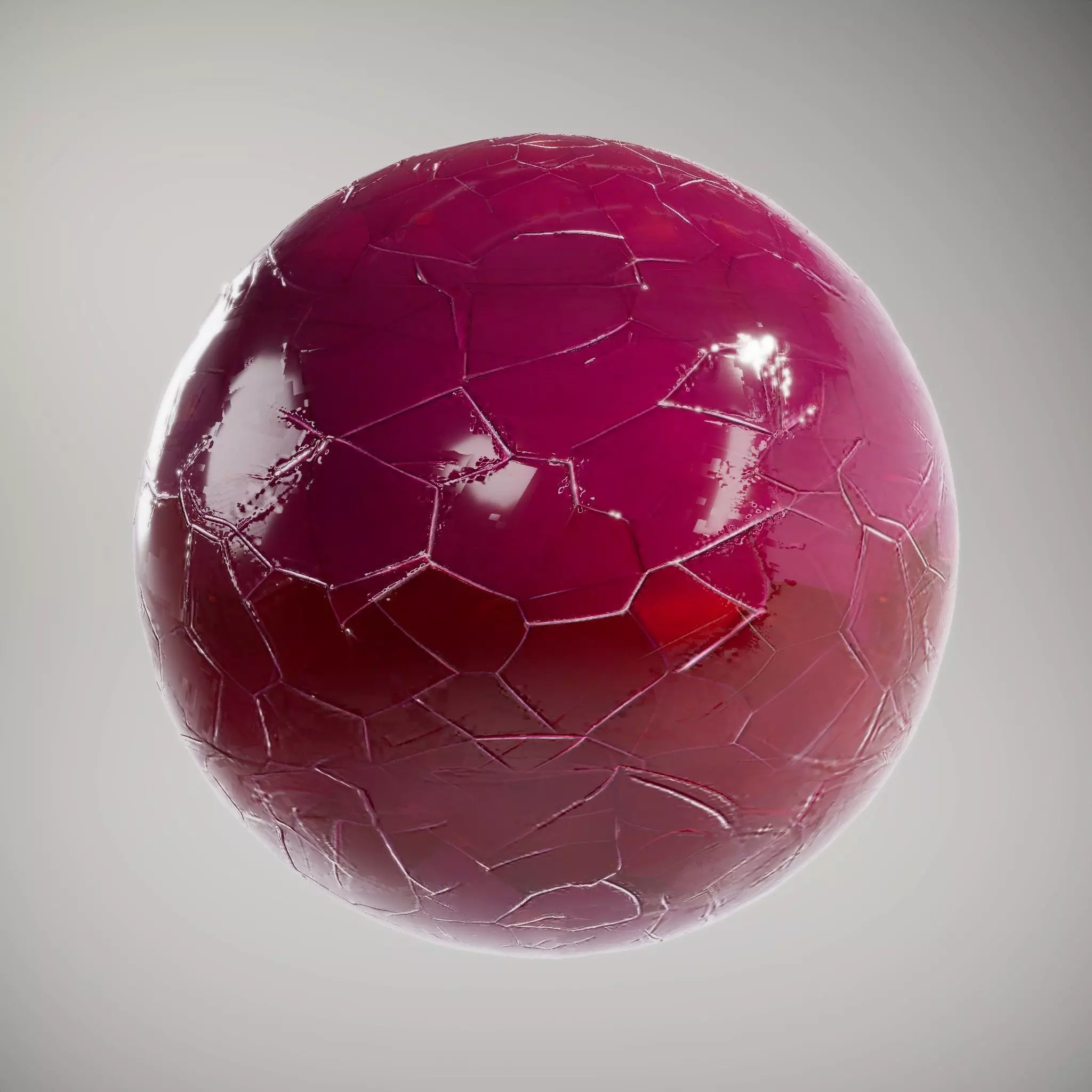 HQ PBR Textures Set Glossy Red Hexagonal Tiles Texture_2