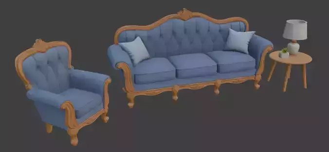 Disney style Cartoon sofa set 3D model