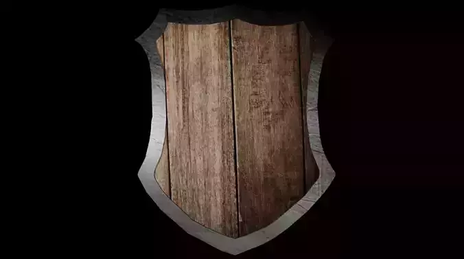 Medieval Wooden Shield Game Ready 3D Model