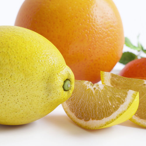 Citrus two oranges and lemon 3D model 3